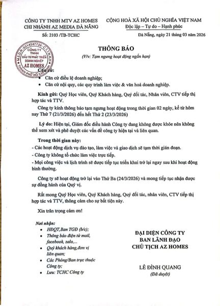 Công văn văn bản hành chính thông báo công ty AZ Media